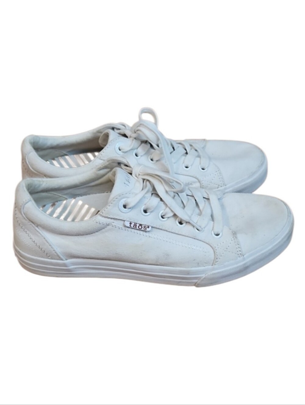 Taos Plim Soul White Canvas Lace-Up Sneakers, Size 9.5